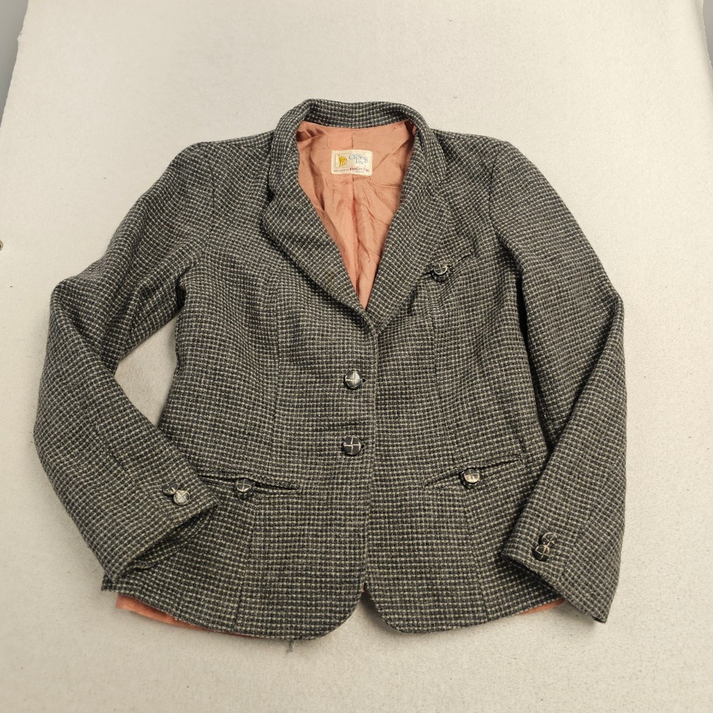 Vintage Chorus Line Rickis Grey Wool Blend Blazer Jacket Made in Canada 8136GS